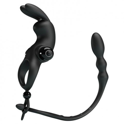 Inelul pentru penis si dop anal Pretty Love Vibration Penis Sleeve V (13cm, 24.5cm) - Img 2
