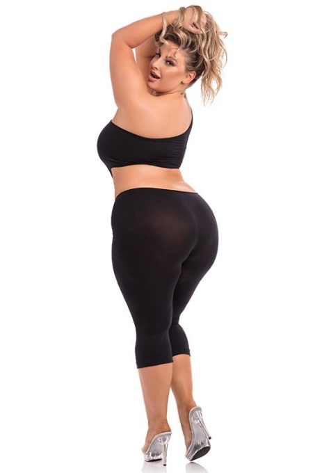 ONE SHOULDER CROPPED CATSUIT BLACK, Pink Lipstick - 3XL/4XL - Img 2