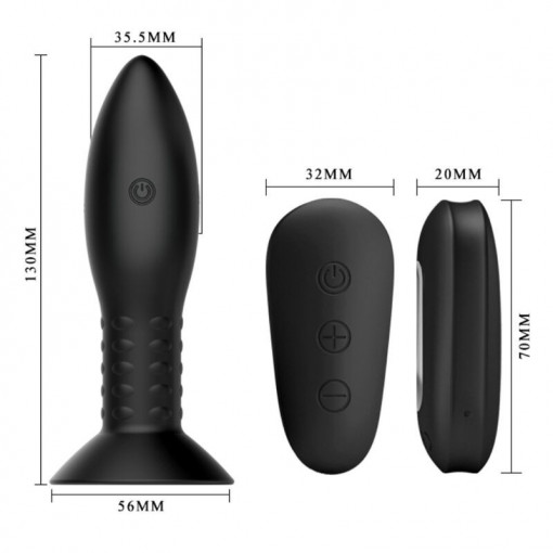 Plugul anal din silicon cu varf cu de vibrare incorporat (12 functii) Mr Play Rotation Beads Anal Plug (13cm) - Img 5