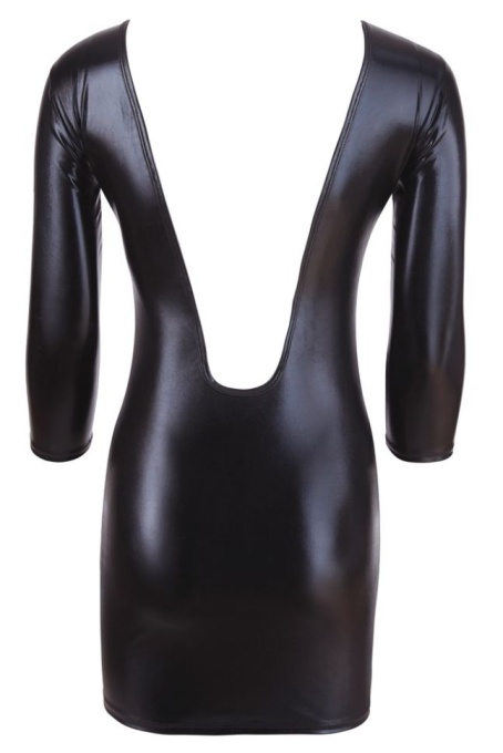 Rochie mini cu maneci 1/2, aspect umed lucios, cu decolteu rotund Cottelli Colection Party - S - Img 4