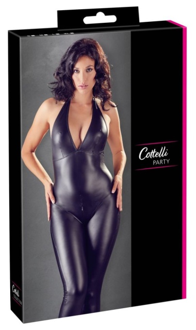 Salopeta sexy cu decolteu adanc Jumpsuit Cottelli Collection Party, black - XL - Img 3