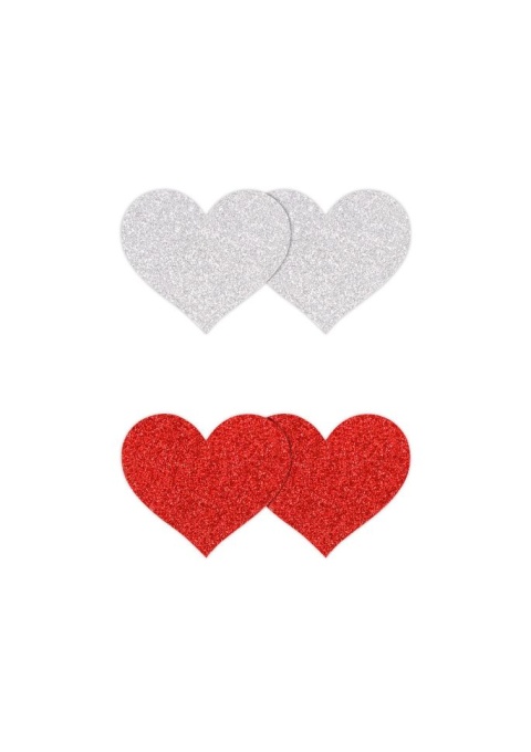 Set de 2 accesorii autoadezive sub forma de inima pentru sfarcuri Pasties Glitter Hearts 2 Pair, red - Img 2