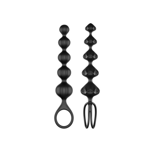 Set de 2 bile anale flexibile, cu texturi variate din silicon Satisfyer Love Beads Black - Img 2