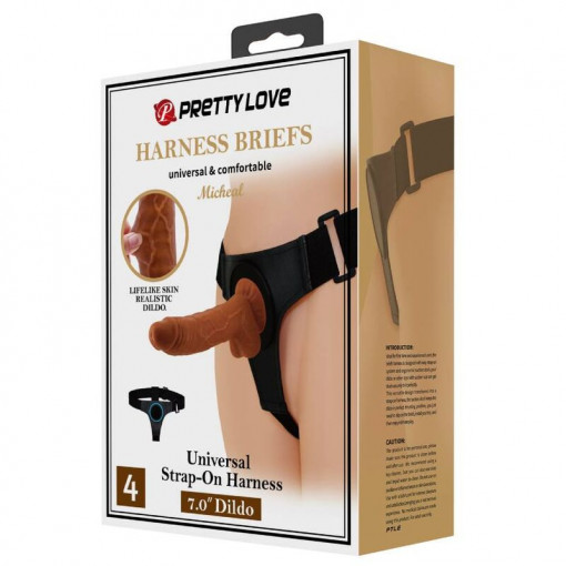 Strap-on cu dildo pentru femei Pretty Love Michael Harness Briefs - Img 4