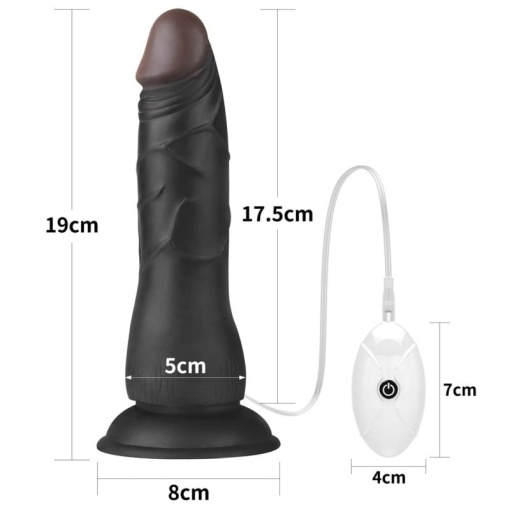 Strap-on cu ham si curea reglabile, prevazut cu un vibrator realist Vibrating Easy Strapon Set 7.5'' Black (19cm) - Img 7