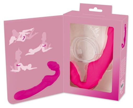 Vibrating Strapless Strap-on cu 9 moduri de vibrație si caneluri mari, stimulatoare - Img 4
