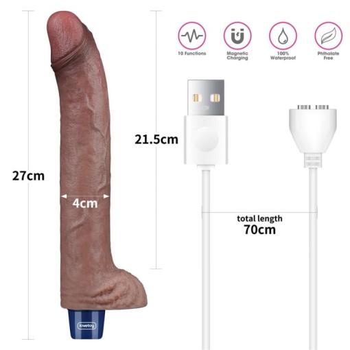 Vibrator clasic din silicon cu 10 moduri de vibratii REAL SOFTEE Rechargeable (27cm) - Img 4