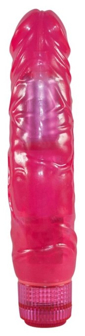 Vibrator clasic flexibil cu gland bombat si vene pronuntate Jelly Pink Love Large (22 cm) - Img 2