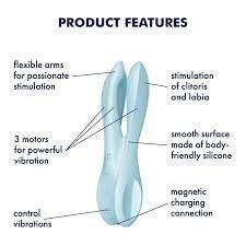 Vibrator cu 3 brate flexibile Satisfyer Threesome1 - 12 moduri de vibratie - Img 7