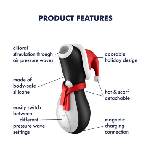 Vibrator cu unda de presiune Satisfyer Penguin Holiday Edition - Img 2