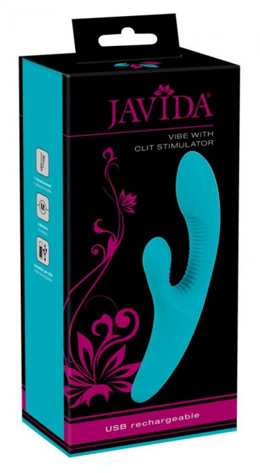 Vibrator rabbit cu dubla stimulare, moale catifelat cu 2 motoare JAVIDA VIBE (18.4cm) - Reincarcabil - Img 2