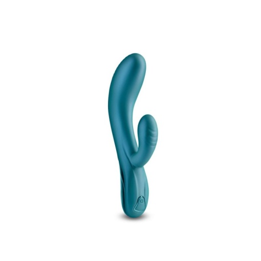 Vibrator rafinat din silicon, cu stimulator clitoridian Royals - Regent - Metallic Green (19.3cm) - Img 3