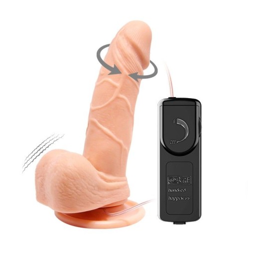 Vibrator realistic cu rotatii, cu telecomanda si ventuza de fixare - Vibratii &amp; Rotatii (15cm) - Img 3