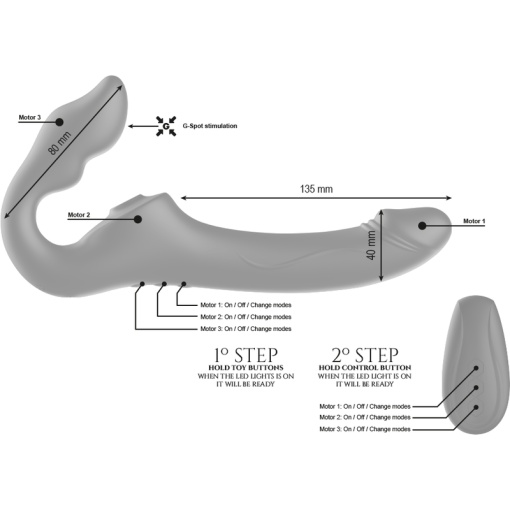 Vibrator Strap-on cu telecomanda fara curele cu tripla simulare IBIZA - Img 5