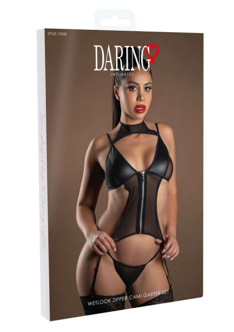 Wetlook Zipper Cami Garter Set, Daring Intimates - L/XL - Img 2