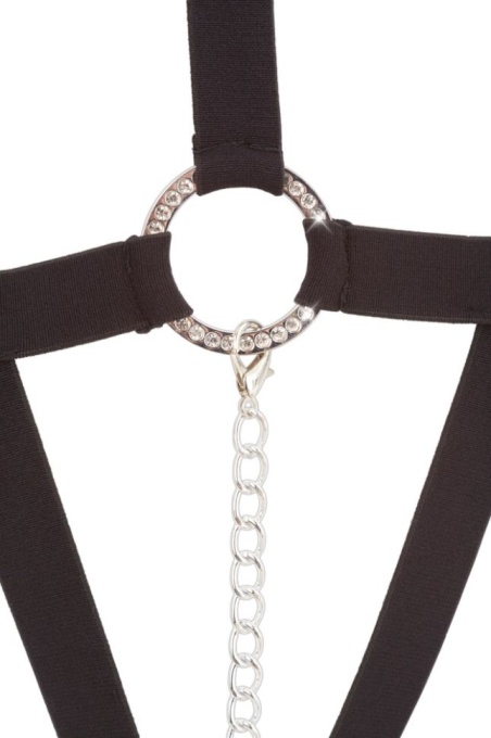 Body provocator din curele negre cu capse si inele metalice de prindere Strap Body Bad Kitty - S/L - Img 3