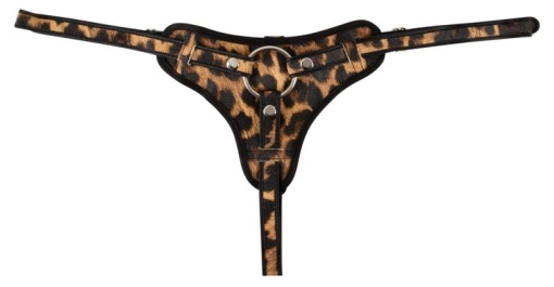Chilot cu curea cu design cu imprimeu leopard Deluxe Strap-on - S/L - Img 3
