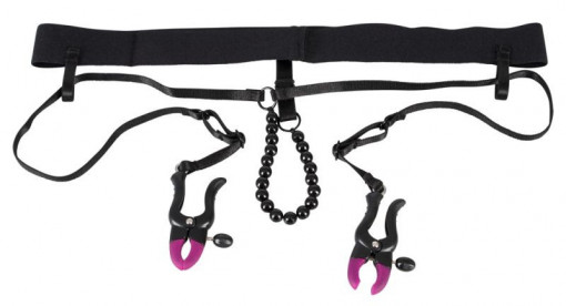 Chiloti negri – cu cleme reglabile pentru labii Pearl String with Silicone Clamps - Img 2