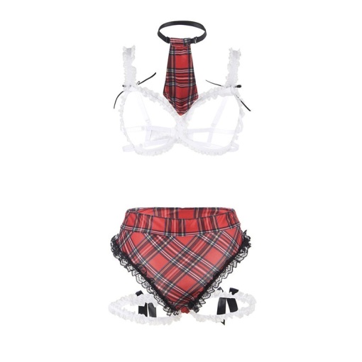 Costum sexy de școlăriță cu sutien, mărime L/XL - Img 3
