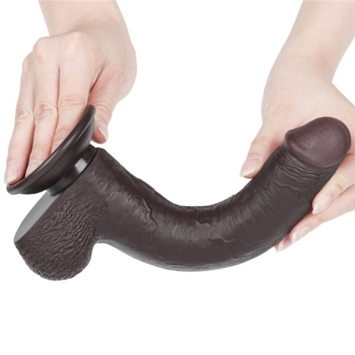 Dildo din material TPE super realist cu două straturi 9'' Sliding Skin Dual Layer Dong Black (22cm)