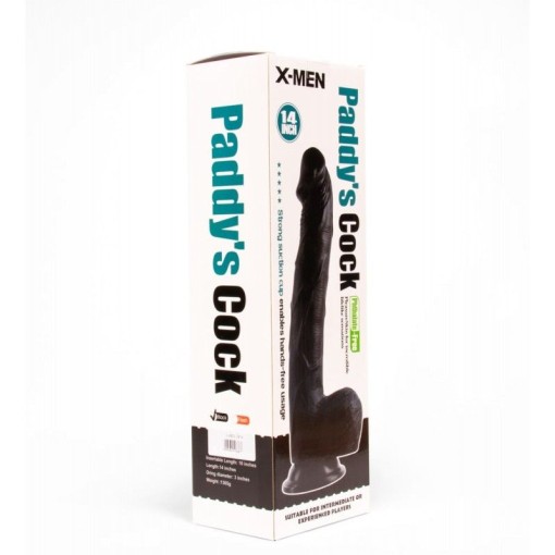 Dildo gigant flexibil cu ventuza de fixare X-MEN Paddy’s Cock Black 35cm x 6cm