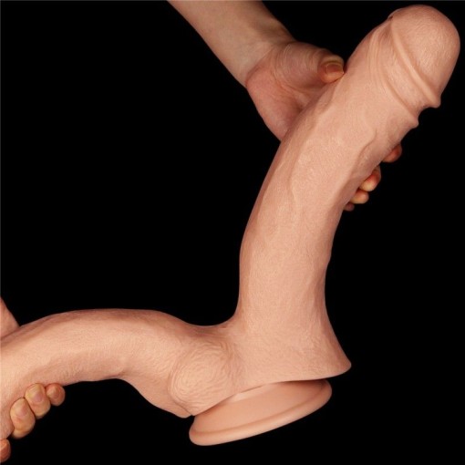Dildo realist dublu de dimensiuni gigantice, cu ventuza Realistic Mega Double Dildo 33cm