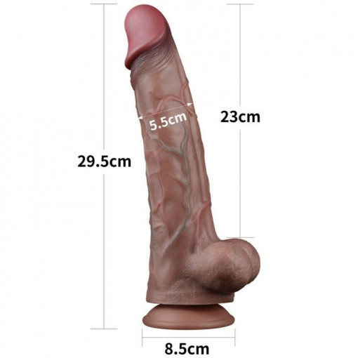 Dildo realist gigantic de la Love Toy din silicon 11.5'' Dual Layered Platinum Silicone (29.5cm x 5.5cm) - Img 2