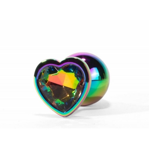 Dop anal Mediu Secret Shine Metal Butt Plug Rainbowheart M (8.2cm) - Img 5
