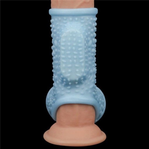 Inel erectie cu vibratii Vibrating Drip Knights Ring with Scrotum Sleeve Blue - Img 4