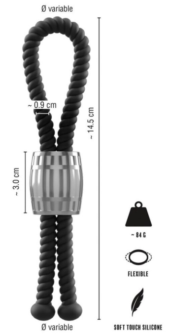 Inel reglabil pentru penis sau testicule Heavy Rope Cock Strap - Img 2