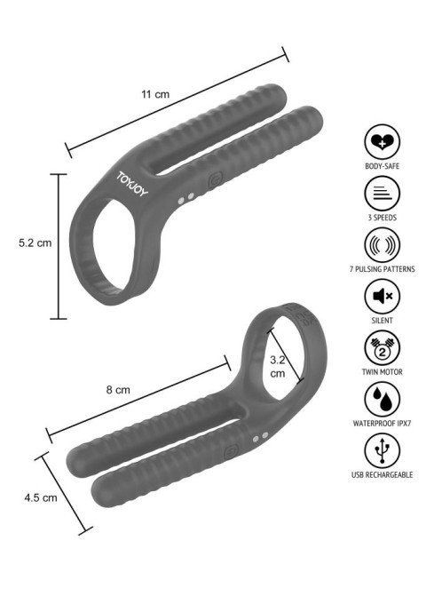 Inel vibrator , 7 moduri de vibratii si 3 viteze FUSHION Vibrating Couple Ring (11 cm) - Img 5