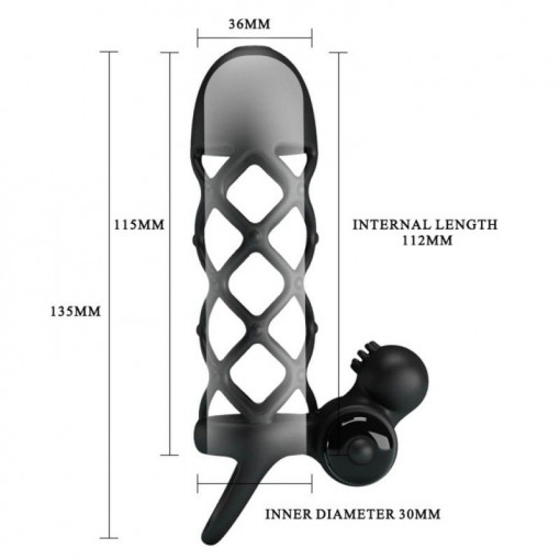Manson din silicon cu stimulator de clitoris si 10 functii de vibratie Pretty Love Penis Sleeve I (13.5cm) - Img 2