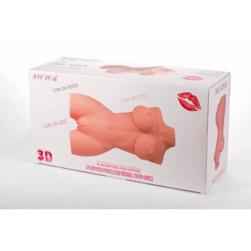 Masturbator realist Double Hole 3D Masturbator- Marime Mare (43cm) - Img 3