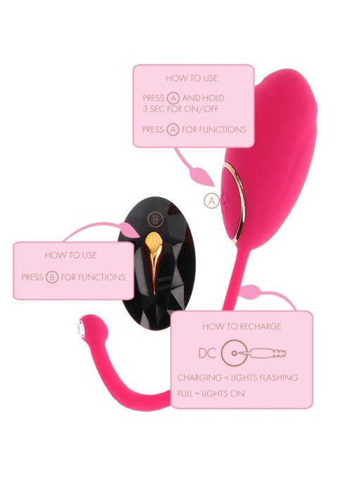Ou vibrator cu telecomanda wireless Lily Remote Egg, pink (19.3cm) - Img 3