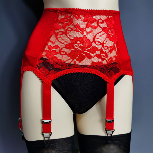 Portjartiera sexy din material elastic si dantela florala - Img 4