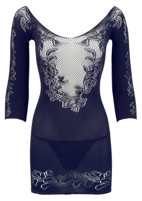 Rochia mini neagra din material plasa fara cusaturi maneci 1/2 Sleeves Orion - S/L - Img 5