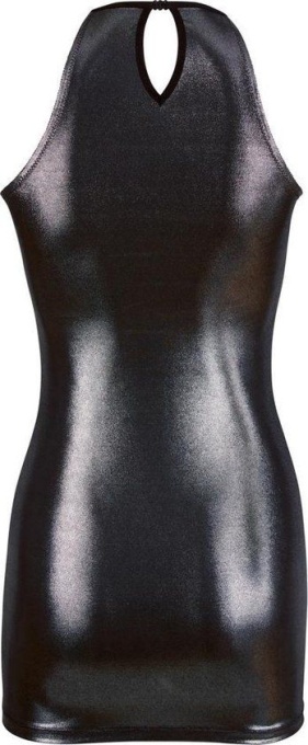 Rochie sexy, mulata, fara maneci, cu aspect lucios Red Corner, negru - XS - Img 2
