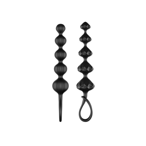 Set de 2 bile anale flexibile, cu texturi variate din silicon Satisfyer Love Beads Black - Img 3
