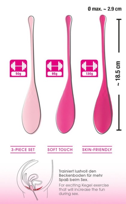 Set de 3 bile Kegel cu greutate de 50g, 95g, 130g Kegel Training Balls (18,5 cm) - Img 4