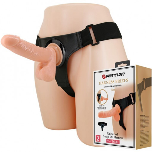 Strap-on cu dildo pentru femei Pretty Love Tom Harness Briefs - Img 8
