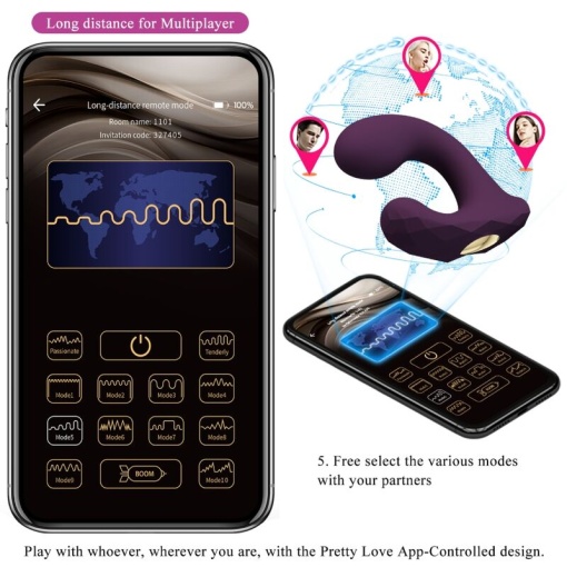 Vibrator inteligent cu stimulare dubla punct G si clitoris pentru cupluri Pretty Love Billy - Img 3