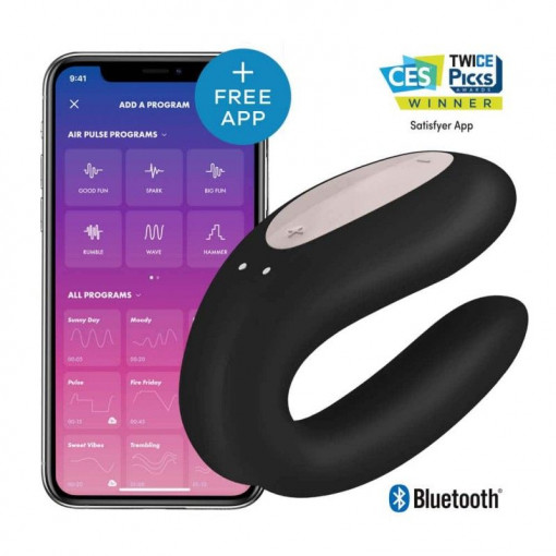 Vibrator pentru cupluri SATISFYER Double Joy (Black) - Img 3