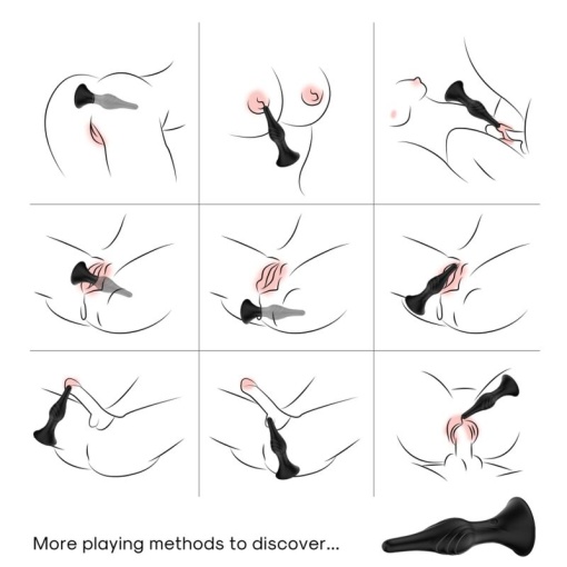 Vibrator plug anal cu vibratii si telecomanda ARMONY Negru 9 moduri de vibratii varf conic - Img 2