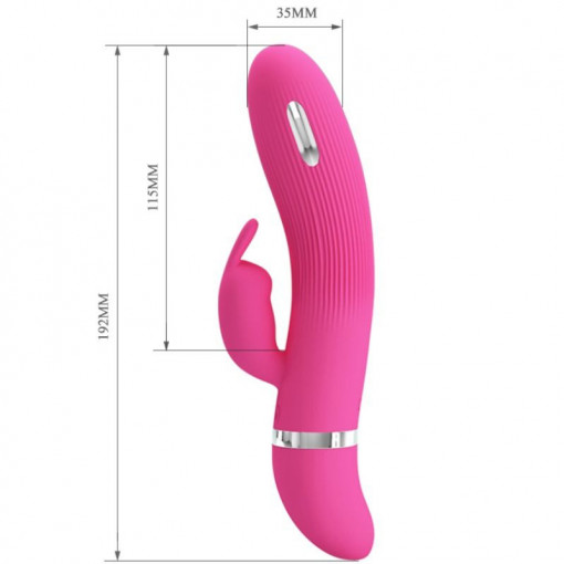Vibrator rabbit din silicon, cu stimulare electrica Pretty Love Ingram (19.2cm) - Img 6