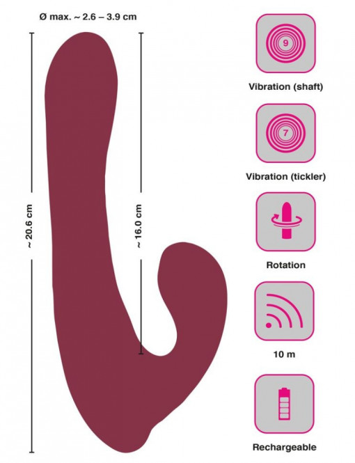 Vibrator rabbit rotativ cu 2 motoare Javida Rotating Rabbit Vibrator (20.6cm) - Img 6