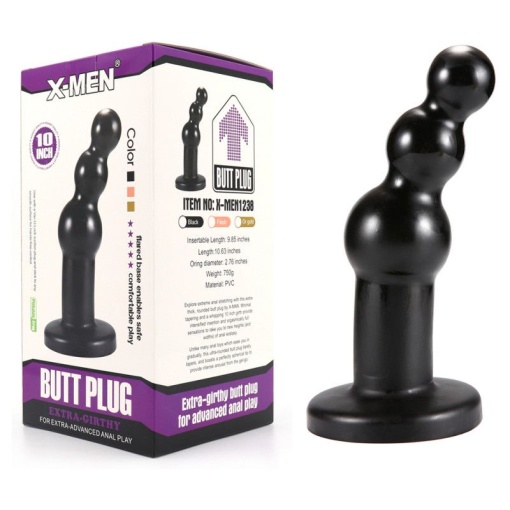 X-MEN 10.63" Extra Girthy Butt Plug Black (27cm) - Img 2