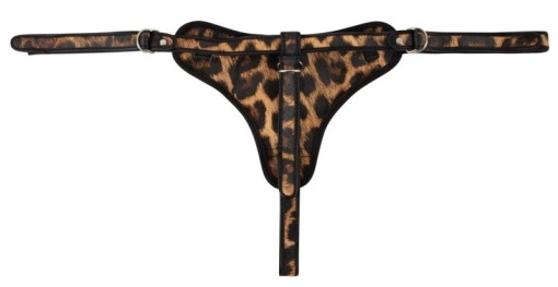 Chilot cu curea cu design cu imprimeu leopard Deluxe Strap-on - S/L - Img 4