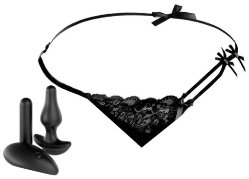 Chilot cu vibro-glonț, 10 moduri de vibrație si telecomandă Remote Bowtie Bikini, black (S-L) - Img 5