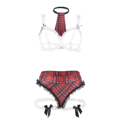 Costum sexy de școlăriță cu sutien, mărime S/M - Img 2