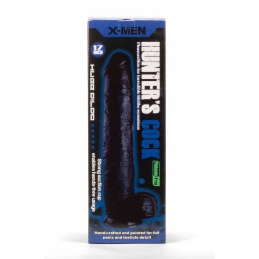 Dildo cu testicule  si cu ventuza de fixare X-MEN Hunter's Cock Black (43cm x 7.5cm)